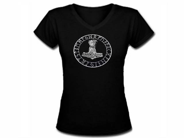 Thor hammer wikings vikings mythology woman girls black top shirt